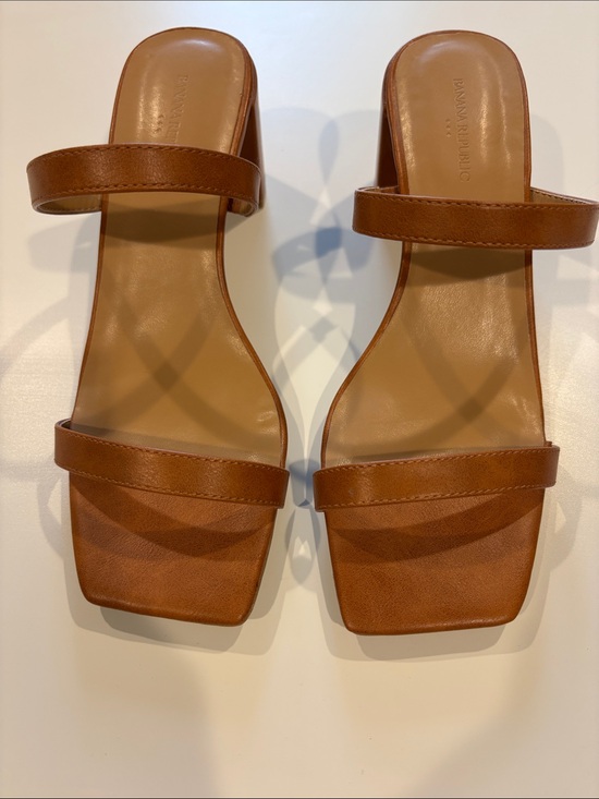 Banana Republic Shoes - Banana Republic Tan Leather Double-Strap Slide Heels